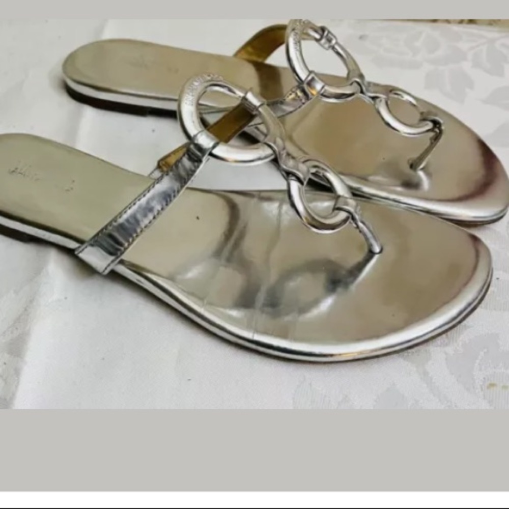 Michael kors silver leather sandals 6.5